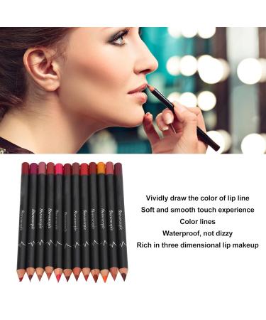 YUYTE 12Pcs Waterproof Lip Liner Contour Pencil Set - Smudge-Proof Matte Lipstick Makeup Tools for Perfect Lips - Buy Online on GoSupps.com