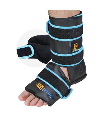 SuzziPad Ankle Ice Pack Wrap for Injuries with Double-Sided Fabric Cover, Foot Ice Pack with Cold Compression Therapy, Pain Relief for Achilles Tendon, Plantar Fasciitis, Sprained Ankles Foot Pain Black