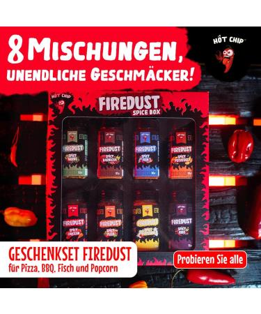  HOT CHIP HOT CHIP Firedust Firedust Spice Gift Box 8 x 73g Spice Mix - Pizza BBQ Fish Potatoes Spices & More - Spicy Cheese Spices with Paprika and Celery - Perfect for - Buy Online on GoSupps.com