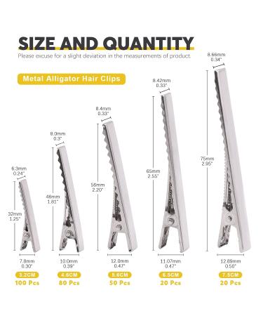 Mardatt Silver Crocodile Hair Clips - DIY Craft Hair Bow Clips Assortment Set (270 Pack) - International Shipping Available - Buy Online on GoSupps.com