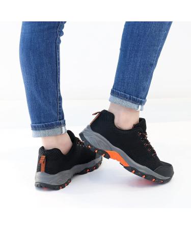 JABASIC Women Hiking Shoes - Outdoor Knit Trekking Sneakers (Size 6, Black/Orange) - Buy Online on GoSupps.com