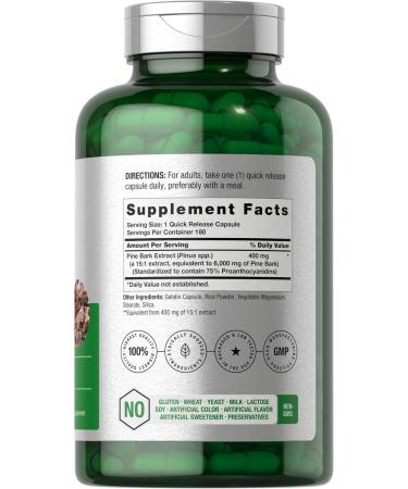 Horb ach Pine Bark Extract | 6000 mg | 180 Capsules | Standardized to Contain 75% Proanthocyanidins | Non-GMO Gluten Free Supplement | High Potency - Buy Online on GoSupps.com