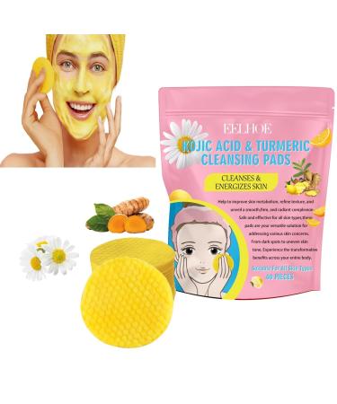 Turmeric Kojic Acid Cleansing Pads Deep Cleansing Face Skin Kojic Acid and Turmeric Exfoliating Cleansing Pads for Face. (pink)