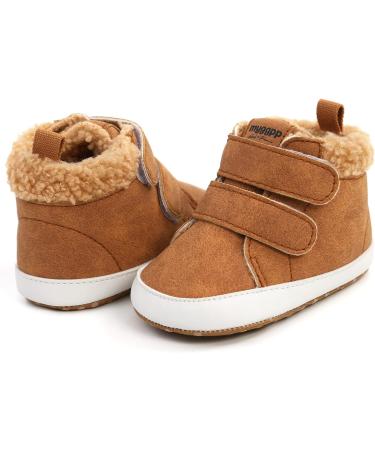 RVROVIC Baby Anti-Slip Sneakers Soft Ankle Boots | Toddler First Walkers | Newborn Crib Shoes 0-6 Months | Brown - Buy Online on GoSupps.com