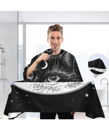 Waterproof Barber Cape - Black Cat & Moon Cheetah Haircut Bib for Men & Women | Unisex Hair Cutting Cape - Buy Online on GoSupps.com