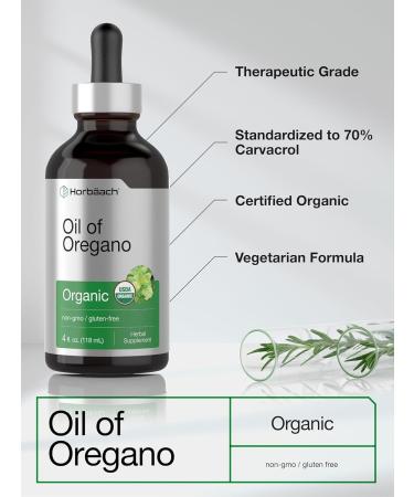 Horbaach Organic Oregano Oil Drops 4 fl oz | Vegan Liquid Extract | Non-GMO & Gluten Free Supplement - Buy Online on GoSupps.com