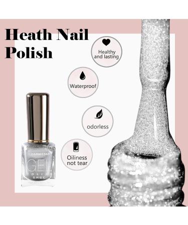 Nail Varnish Satin Silver Glitter Gel Nail Polish Sparkly Shimmer Long-lasting Quick Dry Nail Polish Low Odor Without UV Lamp Non-Toxic Formula Breathable For Woman Home DIY Nail Art Gift 15ml - Buy Online on GoSupps.com