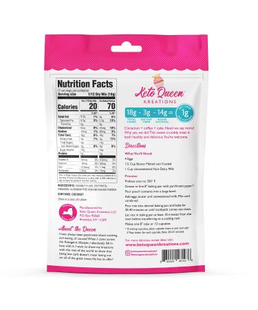 Keto Queen Kreations Low Carb Sugar Free Cinnamon Coffee Cake Mix 7.6 oz (12 Servings) - 1 Net Carb Keto Friendly - Buy Online on GoSupps.com