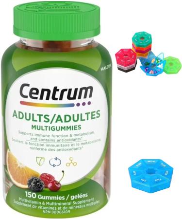 MultiGummies Adult Multivitamin Supplement Gummies Made For Centrum 150 Count 150 Gummies Cherry Berry and Orange + Bonus Pill Organizer Weekly Pill Organizer Mini - Buy Online on GoSupps.com