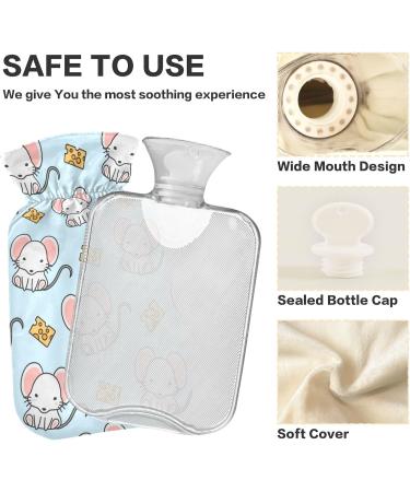 Oarencol Cute Mouse Hot Water Bottle 2L - Transparent Pain Relief Bag with Cover for Cramps - Ideal for International Shipping - Buy Online on GoSupps.com