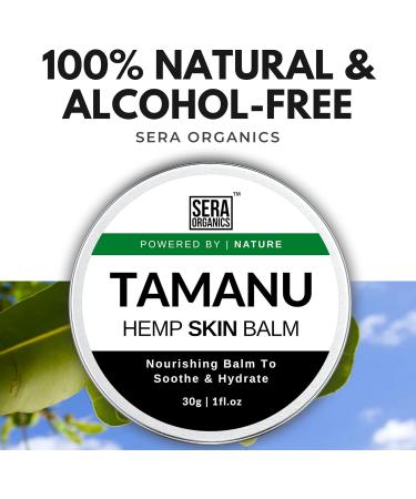 Tamanu and Hemp Cream All-Natural Skin Balm with Tamanu Oil for Itchy Dry Skin Suitable for Eczema Psoriasis and Dermatitis (30g) Handcrafted in the UK | Sera Organics - Buy Online on GoSupps.com