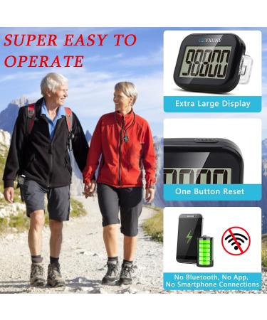 Buy GZVXUNY 3D Pedometer with Clip - Large LCD Display Simple Design No App Needed | Best Black Walking Pedometer for Accurate Step Tracking - Buy Online on GoSupps.com