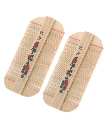2pi ces Peigne Dents Fines Bambou Naturel pour Toilettage Pr cis Double Face pour limination des Pellicules pour Femme et Animal de Compagnie