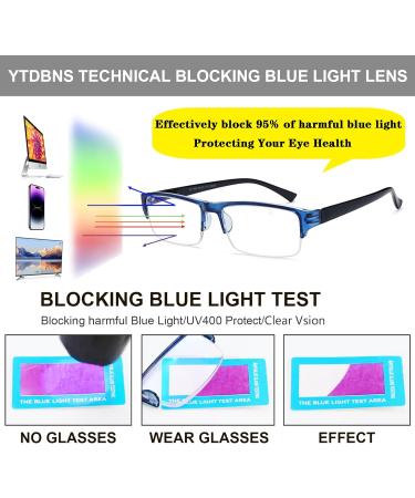 2 Pack Blue Light Blocking Reading Glasses - Semi Rimless Computer Eyewear for Men & Women - Spring Hinge Readers 2.75 - Buy Online on GoSupps.com