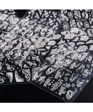 DIY Manicure Lace French Winter Sliders 5D Acrylic Nail Stickers Wedding Design White(STZ-5D13) - Buy Online on GoSupps.com