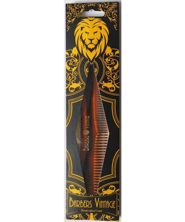 Barbers Vintage Classic Hair Comb for Men - Tortoise Shell Finish | Handmade Fine & Coarse-Tooth Grooming Comb (18cm) - Buy Online on GoSupps.com
