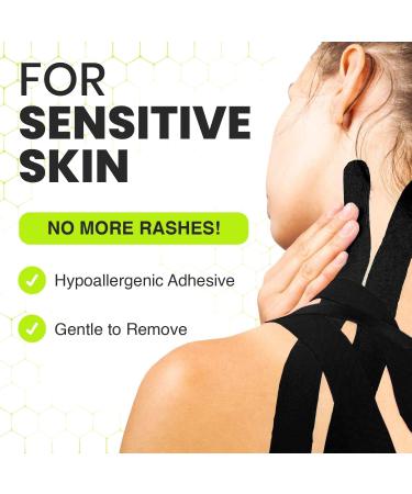 Shop TapeGeeks Kinesiology Tape - Black Athletic & Hypoallergenic Medical Tape for Muscle Support | 2" x 16.4' - Ideal for Lower Back Knee & Wrist Pain Relief - Buy Online on GoSupps.com