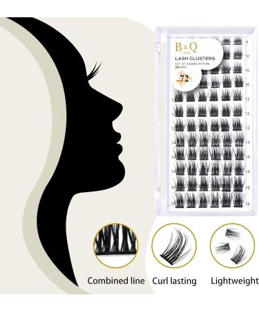 72 Count D Curl Individual Cluster Lashes | Natural Soft Fluffy DIY Lash Extensions - B&Q Lash Clusters | D-10mm B 36 - Buy Online on GoSupps.com