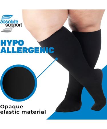 3 Pack Wide Calf Compression Stockings 20-30mmHg for Men and Women - Plus Size Knee High for Swelling, Varicose Veins, Edema - Black 4XL - Buy Online on GoSupps.com