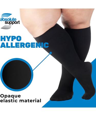 Extra Wide Calf Compression Knee Hi Socks 20-30mmHg - 2XL-7XL Plus Size Black - Buy Online on GoSupps.com