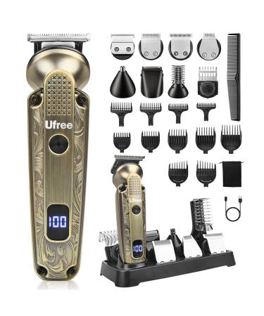 Ufree Beard Trimmer for Men 7 in 1 Waterproof T-Blade Hair Trimmer Electric Razor Shavers for Men Cordless Hair Clippers and Trimmers Set Grooming Kit for Nose Ear Body Face Mustache Men Gifts