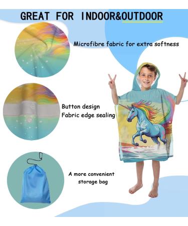 Aiorber Kids Hooded Bath Towel - Microfiber Unicorn Towel for Boys & Girls (Ages 5-10) | Beach Pool & Shower Towel 76x76cm Green - Buy Online on GoSupps.com