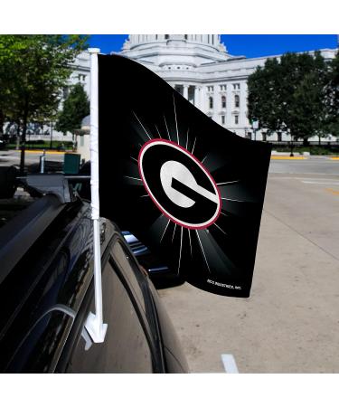 NCAA Georgia Bulldogs Black Double Sided Car Flag - 16 x 19 - Durable Pole for Car/Truck - Buy Online on GoSupps.com
