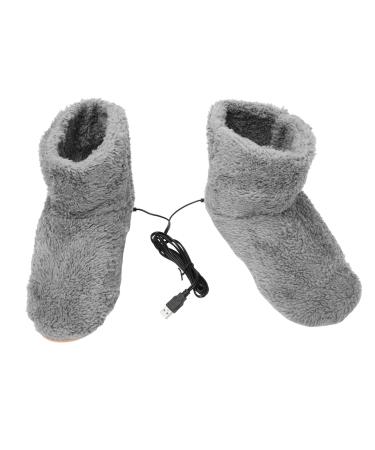 Fomiyes 1 pair of electrically warm shoes Heated foot warmers Electrically heated slippers electrical shoe heating winter feet Warmer Flaute electric heating lovers electrical slippers gray 28x9cm