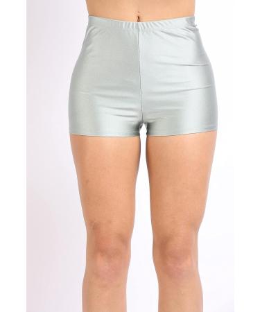 TOO HOT FASHIONS Women's Shiny High Waist Silver Hot Pants - Small | Comfy Nylon Dance Running Shorts for Disco Rave Club - Buy Online on GoSupps.com