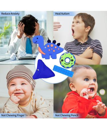 Colon Chain for Kids - 6 Sensory Chewing Necklaces Silicone Bite Rings for Babies Autism Toys for Boys & Girls - Ideal for ADHD & Teething (Blue) - Buy Online on GoSupps.com
