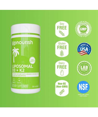 Liposomal Vitamin D3 K2 MK7 Softgels 5000 IU - Immune & Bone Support Supplement with Organic Coconut Oil - Non GMO Gluten Free - 365ct - Buy Online on GoSupps.com