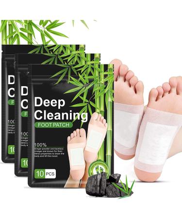 30PC Deep Cleansing Foot Patches Detox Foot Patches with Bamboo Vinegar and Ginger Powder with Premium Ingredients Improve Sleep Quality Enhance Blood Circulation Remove Body Toxins 30pcs