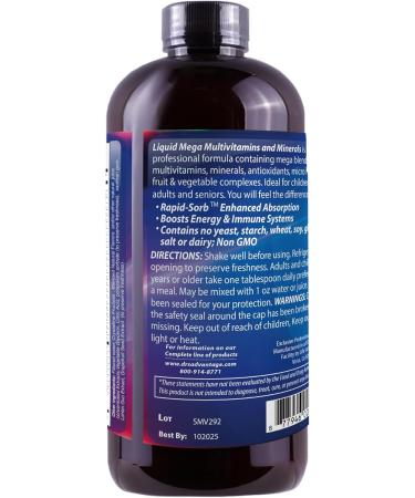 Drs Advantage - Liquid Mega MultiVitamins and Minerals 32oz Health and Beauty Orange 16 Fl Oz (Pack of 1) - Buy Online on GoSupps.com