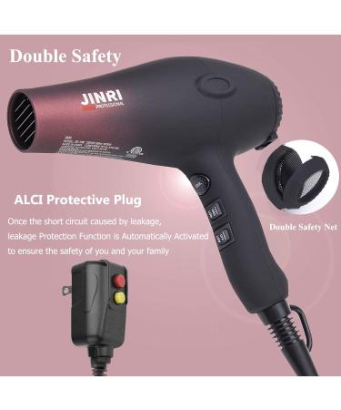 Infrared Hair Dryer - JINRI Professional 1875W Ionic Blow Dryer with Comb Diffuser & Concentrator for Fast Drying | International Shipping Available - Buy Online on GoSupps.com