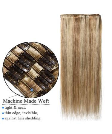 Elailite Clip-in Extensions | Real Human Hair 8 PCs 18 Clips 25cm 50g #12/613 Golden Brown & Bleached Blonde - Buy Online on GoSupps.com
