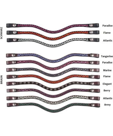 Netproshop Leather Forehead Straps Eldorado Wave Shape with Rhinestone for Brass COB/Full - Brown Paradise - Full Size - Buy Online on GoSupps.com