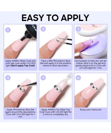 AIMEILI Nail Art Rhinestone Glue Gel Super Adhesive Nail Gem Glue Nail Art Glue Adhesive Gel for Nail Glitter Nail Art Gel Glue for Rhinestones Crystal Stones Jewels 30g - Buy Online on GoSupps.com