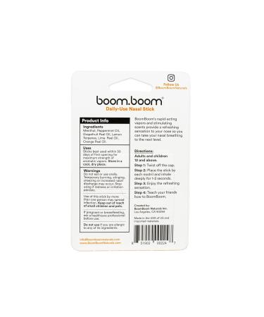 BoomBoom Nasal Stick (3 Pack) - Enhances Breathing & Focus | Tropical Aromatherapy Inhaler - Buy Online on GoSupps.com