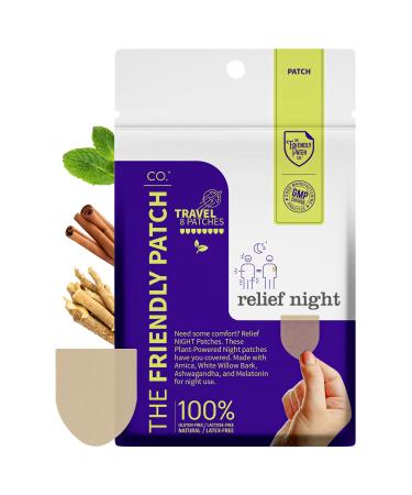 Relief Night Patch - 8 Pack Arnica White Willow Bark Melatonin Ashwagandha for Soreness for sleep patches for Women and Men