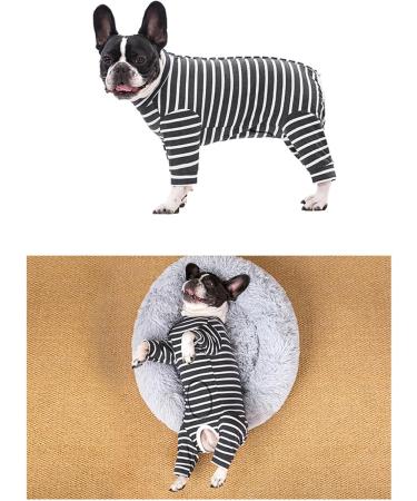 Ruiqas Dog Surgery Suit for Male & Female - Prevents Licking Breathable Striped Pet Body | Dark Gray L - Buy Online on GoSupps.com