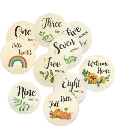 EQLEF Baby Milestone Cards Wooden 10pcs Milestone Baby Cards Baby Monthly Milestone Cards Newborn Milestone For Newborn Baby Gifts Photography Prop - Buy Online on GoSupps.com