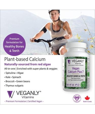 VEGANLY Vegan Calcium Plus 7 - Plant-Based Supplement for Healthy Bones and Teeth (60 caps) - Buy Online on GoSupps.com