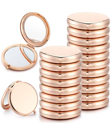 Chunful 20 Pieces Rose Gold Compact Mirrors 1X/2X Magnifying Metal Makeup Mirrors for Birthday Bachelorette Party Bridesmaid Wedding Gifts