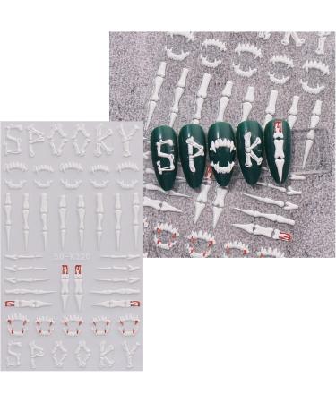 3D Halloween Nail Stickers 6 Sheets 5D Self-Adhesive Embossed Nail Decal Ghosts Bats Pumpkin Nail Art Decoration Design Supplies - Buy Online on GoSupps.com
