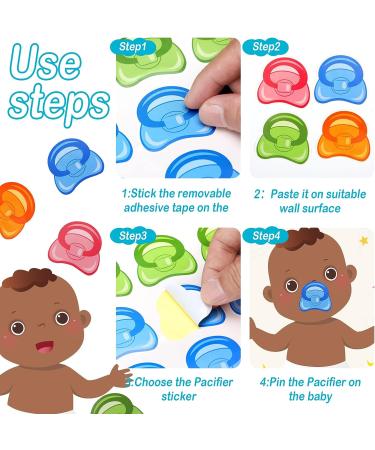 Pin the Pacifier Game Set for African American Baby Shower - 36 Pcs Stickers & Blindfold | Fun Party Supplies - Buy Online on GoSupps.com