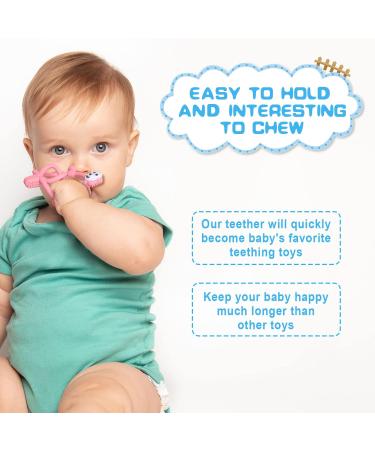 Vicloon Baby Bite Ring - BPA-Free Silicone Monkey Teething Toy for Gums Relief | Baby Tooth Aid from 3 Months - Pink - Buy Online on GoSupps.com