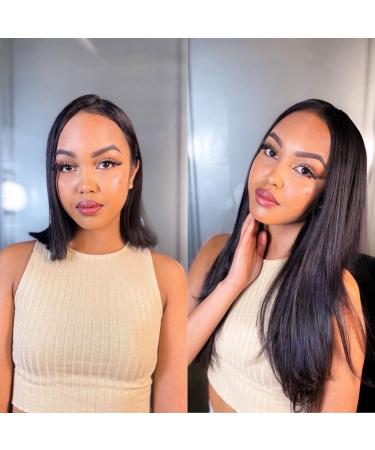 Mihugass Remy Clip in Hair Extensions 14 Brazilian Silky Straight 8pcs/120g Set - Natural Black for Black Women - Buy Online on GoSupps.com