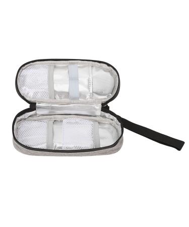Insulin Cooler Bag Aluminium Foil Insulin Cooling Pouch Durable Zipper Design Good Heat Insulation Portable Better Storage for Outdoor(Grey)