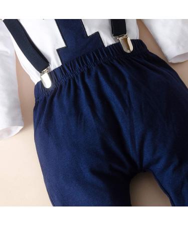 Haokaini Baby Boy 1st Birthday Bow Tie Romper Bodysuit Navy Blue 9-12 Months - Buy Online on GoSupps.com
