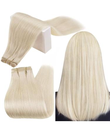 Runature real hair extensions blond treat extensions real hair platinum blond full of head real hair tress remy weaving hair extension 40cm 100g 16 inch #60 40cm 2-trusts #60 - Buy Online on GoSupps.com
